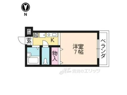 グランディール百万遍(1K/4階)の間取り写真