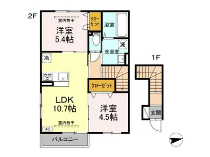 ホワイト キャッスル(2LDK/2階)の間取り写真