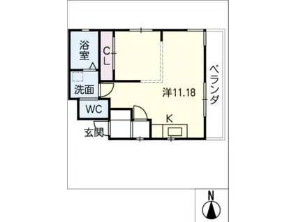 プランベイム幅下ノース(ワンルーム/3階)の間取り写真