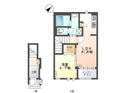 メゾン和(1LDK/2階)の間取り写真