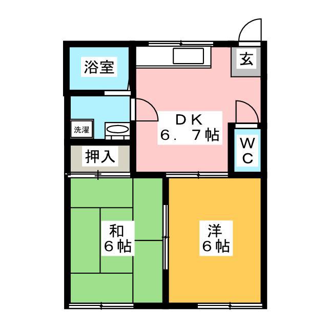グリーンハイツ三五沢(2DK/1階)の間取り写真