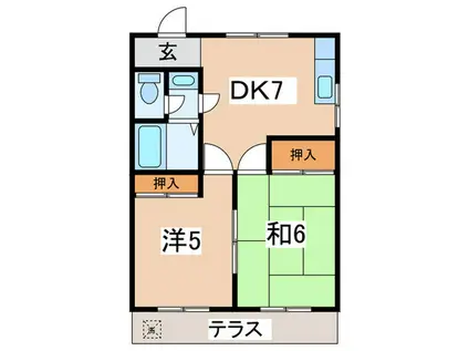 ハイツ古屋A(2DK/1階)の間取り写真