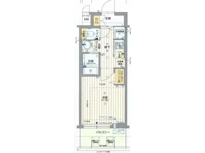 アスヴェル新北野モスト(1K/6階)の間取り写真