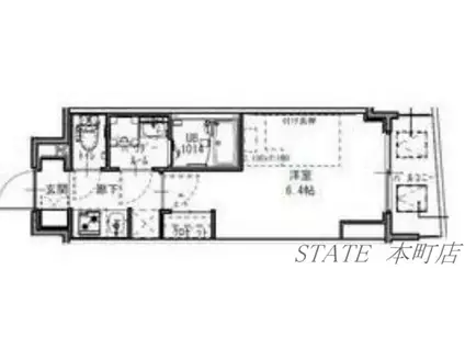 S-RESIDENCE福島玉川TRES(1K/4階)の間取り写真