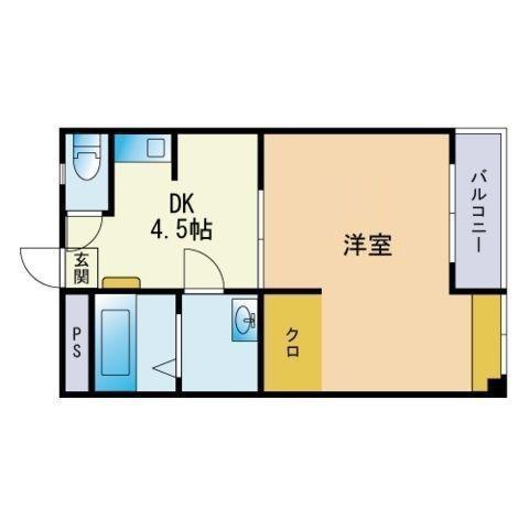 安隆ハイツ(1DK/3階)の間取り写真