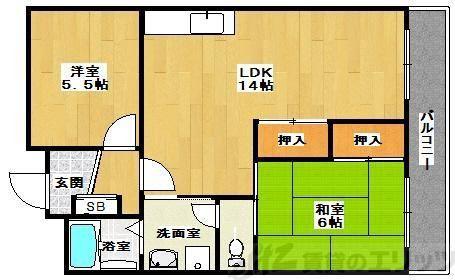 エミネンス千里(2LDK/2階)の間取り写真