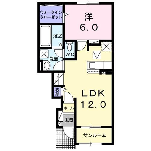 ヒールコートII(1LDK/1階)の間取り写真