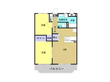 ソレイユ(2LDK/2階)の間取り写真