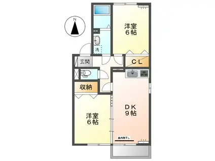 メゾン・ド・セジュールB(2DK/2階)の間取り写真