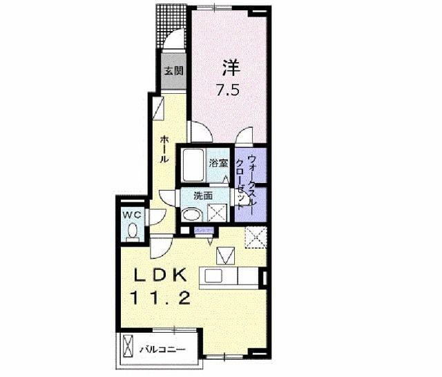 ドミールヒロ(1LDK/1階)の間取り写真