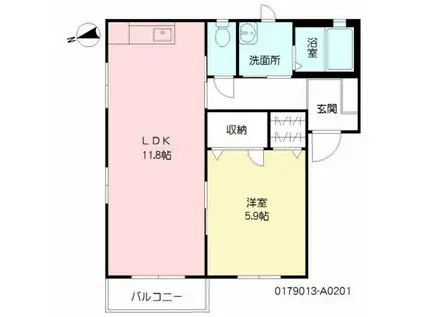 メイプルメゾン(1LDK/2階)の間取り写真