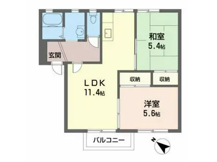 フレグランス別所A棟(2LDK/2階)の間取り写真