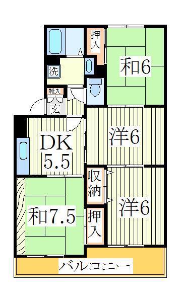 ロイヤル南流山(3DK/2階)の間取り写真