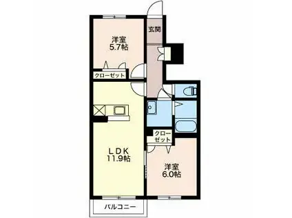 シャーメゾン リアンB(2LDK/1階)の間取り写真