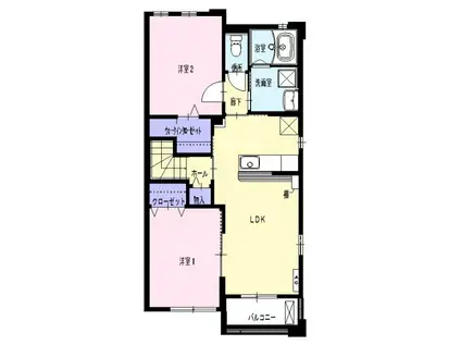 チェリッシュII(2LDK/2階)の間取り写真