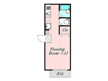 カルミア一之江(1K/1階)の間取り写真