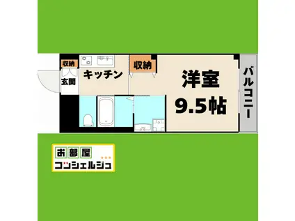 ラ・プラース古出来(1K/3階)の間取り写真