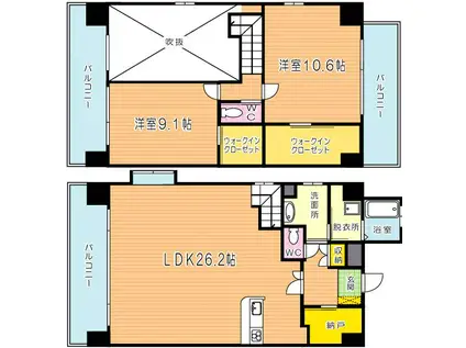 BAY SIDE ASANO(2LDK/9階)の間取り写真