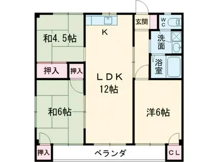 第3コーポ川越(3LDK/2階)の間取り写真