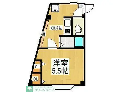 アークフラッツ(1K/3階)の間取り写真