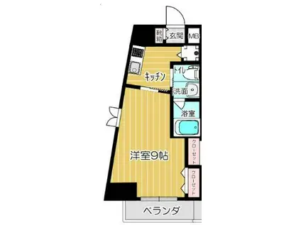 ビエント花隈(1K/8階)の間取り写真