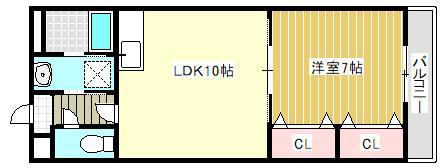 キミコアベニュー(1LDK/2階)の間取り写真