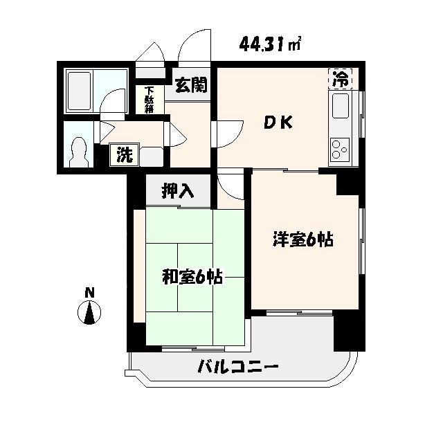 西川口藤ハイツ(2DK/3階)の間取り写真