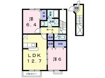 ロマネコンティIII(2LDK/2階)の間取り写真