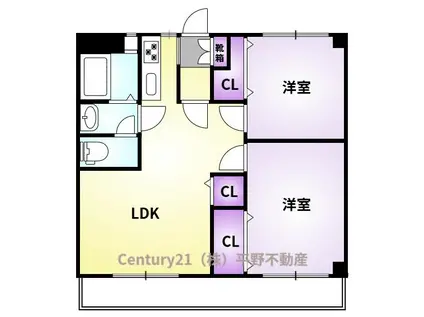 組坂ビル8(2LDK/1階)の間取り写真