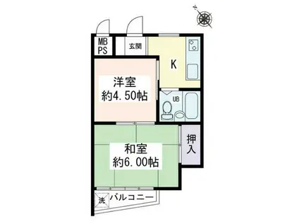 メゾンケー(2K/2階)の間取り写真