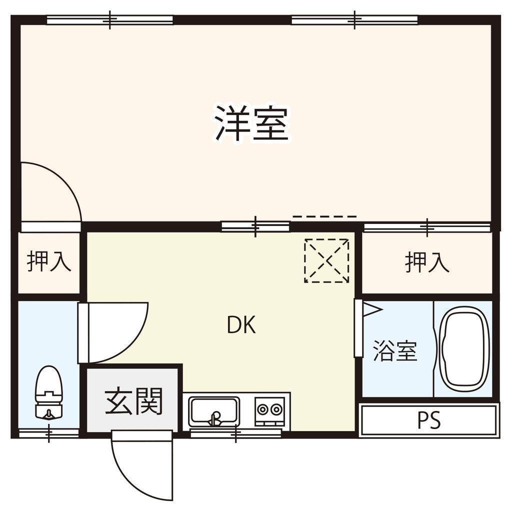 ポルテ北吉津 III(1DK/1階)の間取り写真