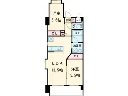 ウィングス西本町(2LDK/2階)の間取り写真