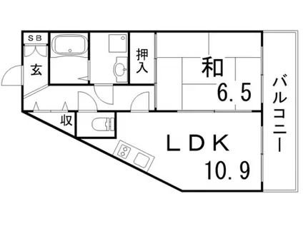 サンリッジ湊川(1LDK/5階)の間取り写真