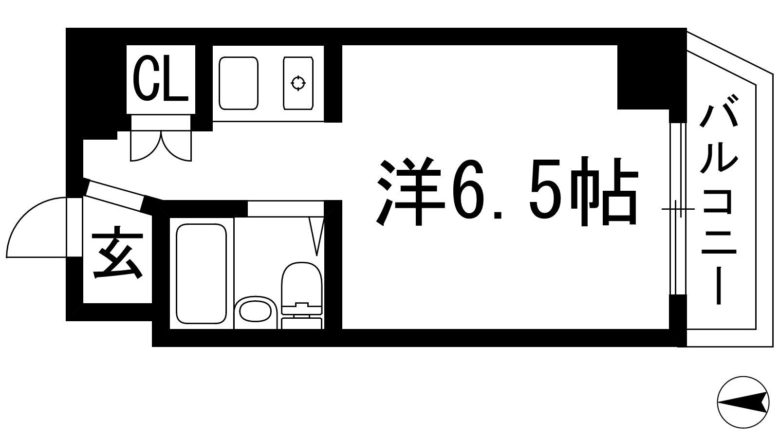 シェルプール弐番館(ワンルーム/1階)の間取り写真