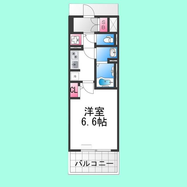 S-RESIDENCE堺湊駅前AZURE(1K/14階)の間取り写真