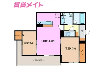 ディーシャンブル石塚町(2LDK/3階)の間取り写真