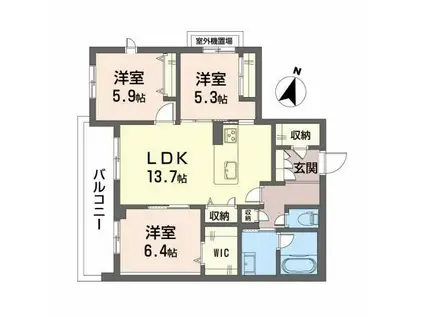 ECRAGE M(3LDK/2階)の間取り写真