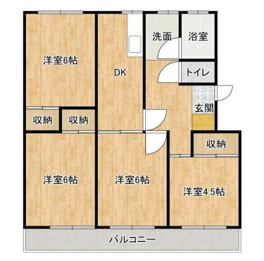 青山年ヶ森ハイツ A棟(4DK/5階)の間取り写真