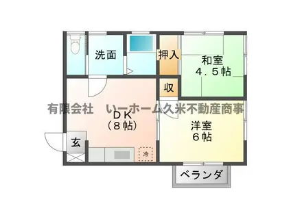 フレンドリー(2DK/1階)の間取り写真