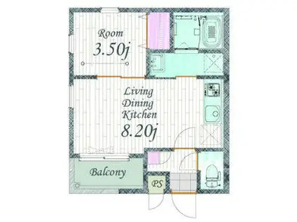 CHERIM 本陣十王町 サウス(1LDK/2階)の間取り写真