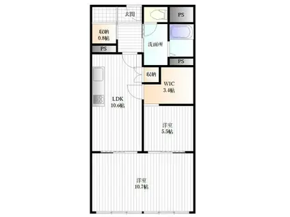 ハイライフ北仙台(2LDK/6階)の間取り写真