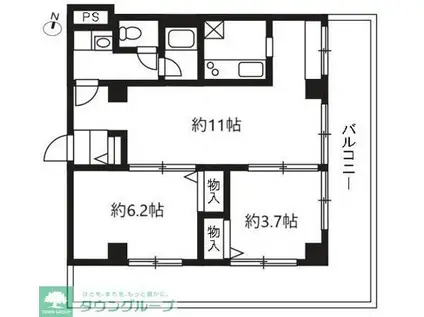 アールスリー川越(2LDK/5階)の間取り写真