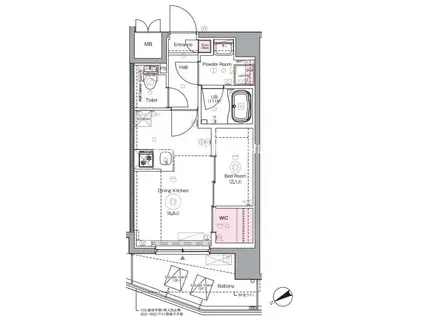HYS 東長崎(1DK/1階)の間取り写真