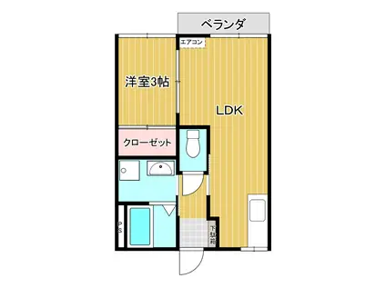 フォーブル博多(1LDK/2階)の間取り写真