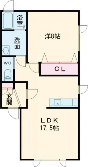 セピア七重浜III B(1LDK/1階)の間取り写真