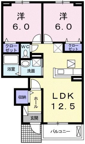 クラールプレディエA(2LDK/1階)の間取り写真