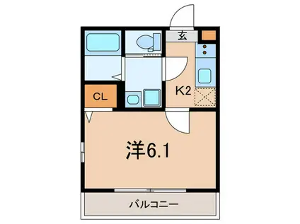 アザーレ・パッシオ新百合ヶ丘B(1K/2階)の間取り写真