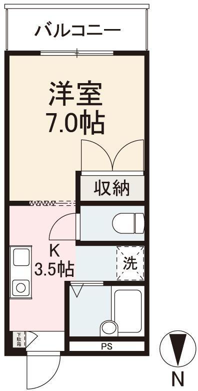 エディ斉藤(1K/2階)の間取り写真