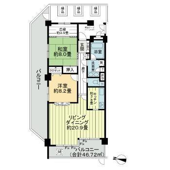 ライオンズヒルズ鎌倉山(2LDK/1階)の間取り写真