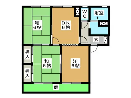 セジュールNARUSE A棟(3DK/1階)の間取り写真